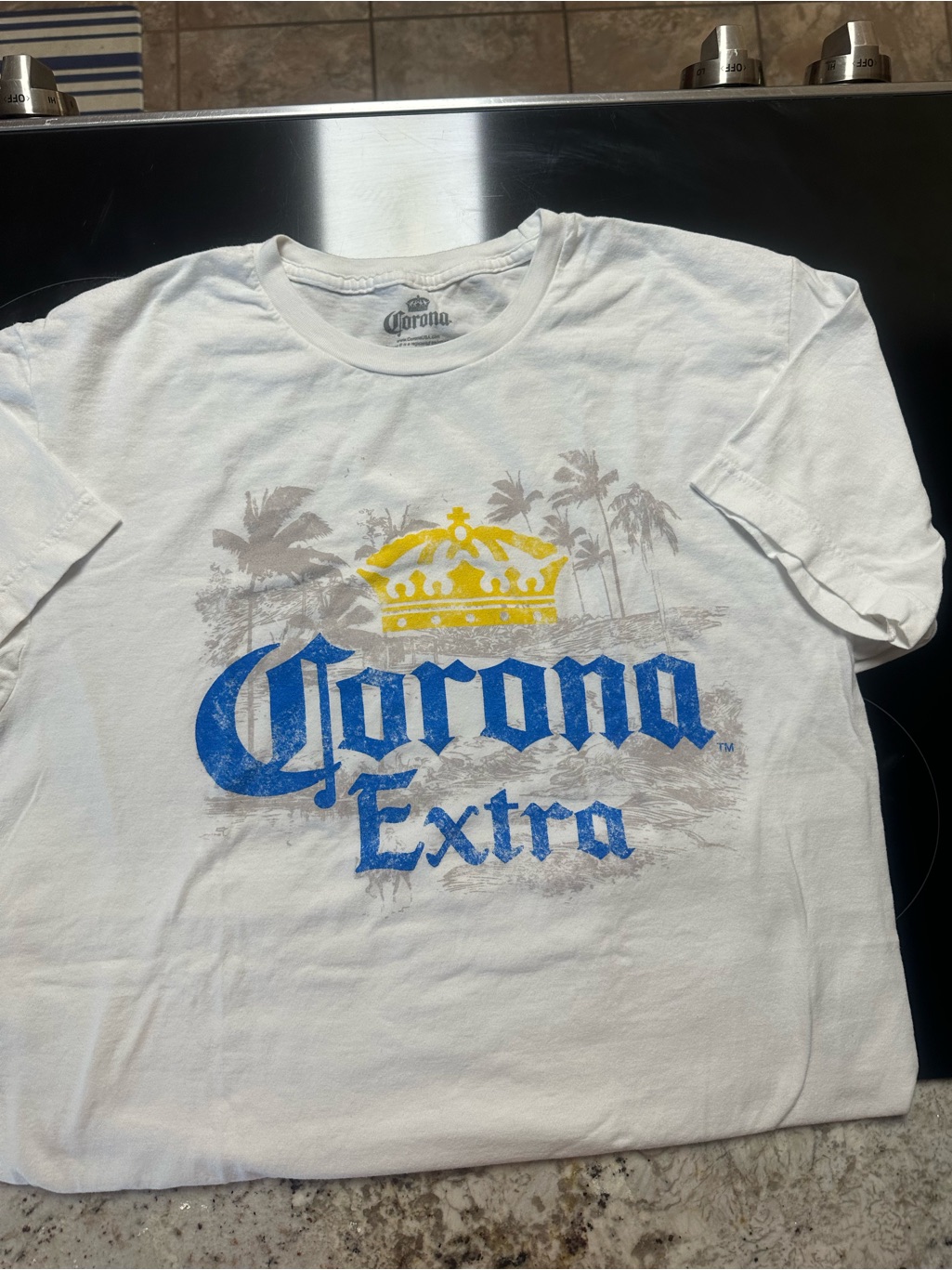 Corona Extra White Logo Tee With Yellow Crown